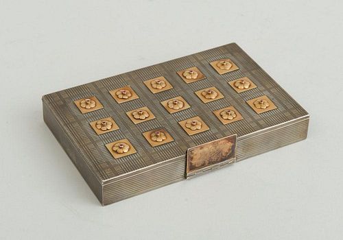 CONTINENTAL GOLD-MOUNTED SILVER COSMETIC CASE