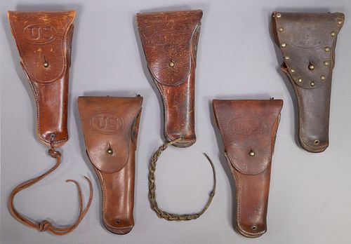 (5) U.S. WWII 1911 LEATHER PISTOL HOLSTERS