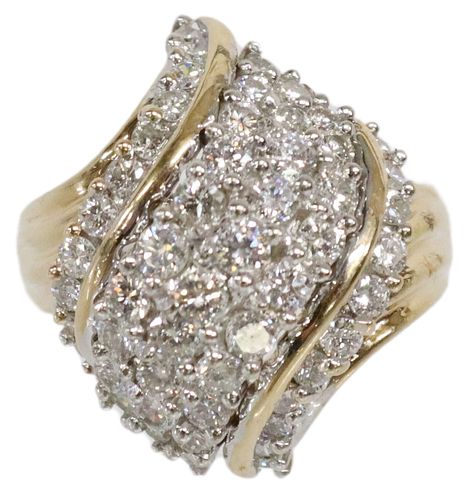 ESTATE 14KT YELLOW GOLD & 1.85CTTW DIAMOND COCKTAIL RING