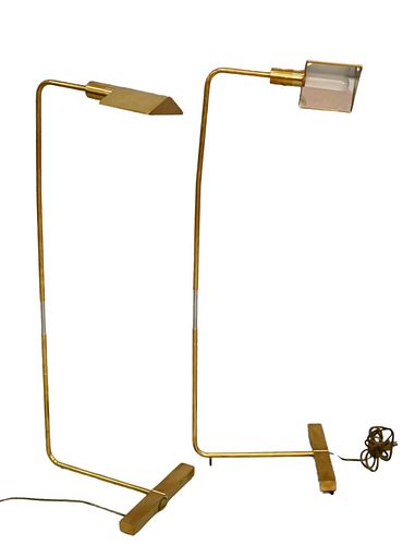 Pair of Cedric Hartman Brass Adjustable Floor Lamps