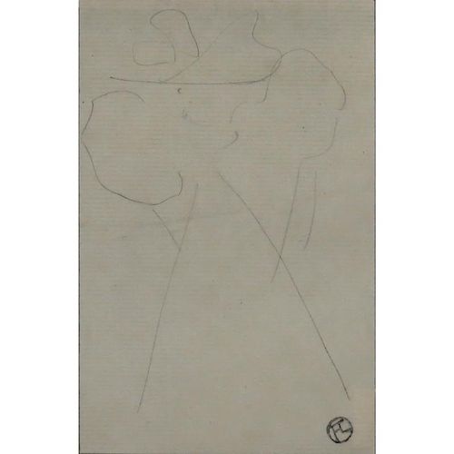Attributed to: Henri de Toulouse Lautrec, French (1864-1901) "Untitled" Original Pencil Drawing on Paper