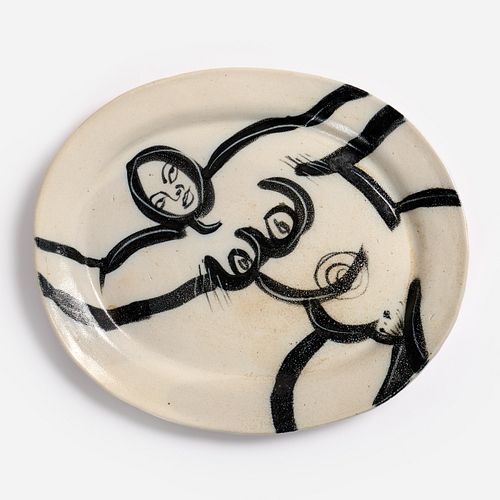  Akio Takamori Stoneware Platter with Nude Figure (1989)