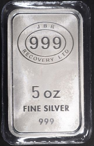 (1) 5 OZ .999 SILVER JBR RECOVERY LTD BAR