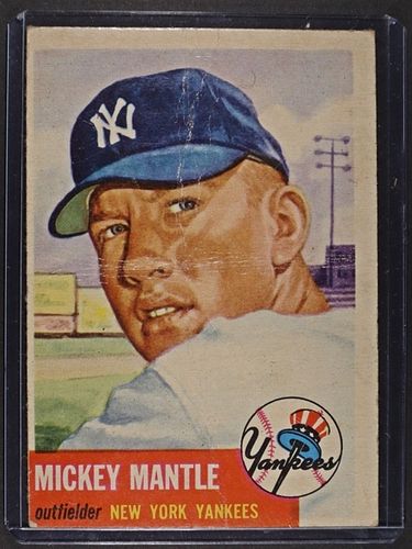 1953 TOPPS MICKEY MANTLE CARD (CREASED)