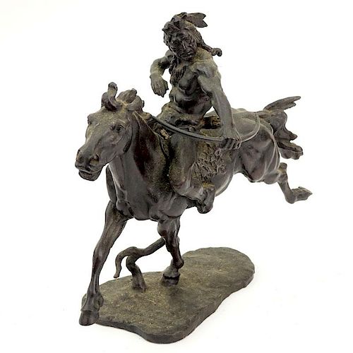 John Weaver, American  (1920-2012) "Indian Hunter" Circa 1975 The Franklin Mint Bronze Sculpture