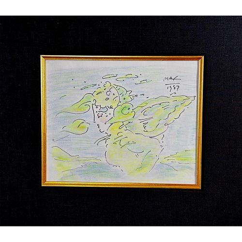 Peter Max (1937-) Original Watercolor, Untitled signed and Dated