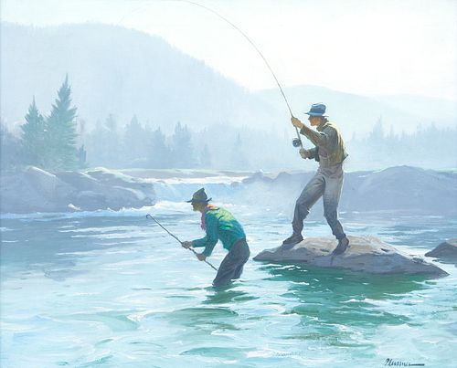 Ogden M. Pleissner (1905-1983), Salmon Fishing