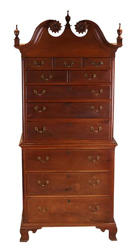 Chippendale Carved Walnut Chest on Chest