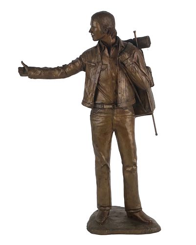 Andre Harvey, Bronze Sculpture, "The Hitch Hiker"