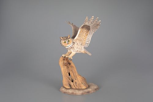 Half-Size Flying Great Horned Owl by Wendell Gilley (1904-1983)