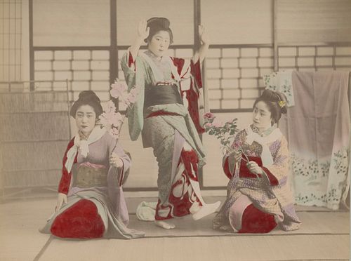 JAPAN.  Geisha Dancers, c1880