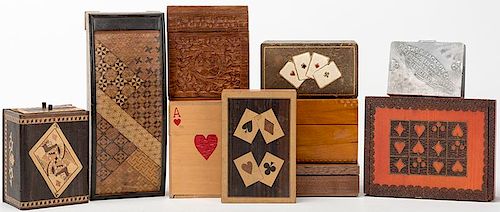 10 Playing Card Boxes and Holder.