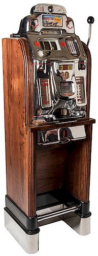 O.D. Jennings & Co. One Dollar Prospector Slot Machine in Original Wood Floor Stand.