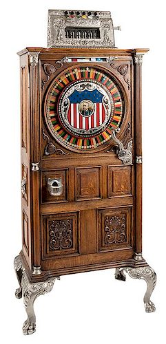 Watling Mfg. Co. 5 Cent Upright Dewey Slot Machine.