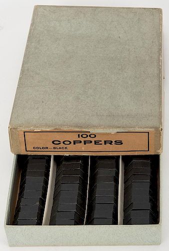 Original Box of 100 Black Faro Coppers.