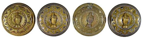 Four Brass Whist Markers with Hand and Finger Pointer.