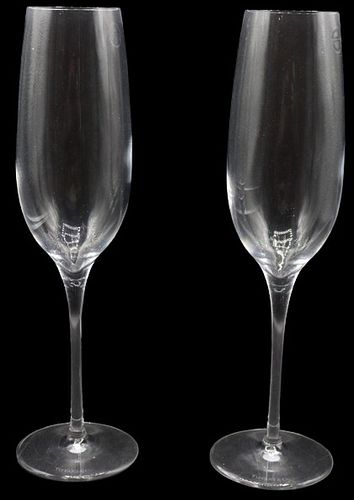 Pair Tiffany & Co. Made In Italy Champagne Flutes