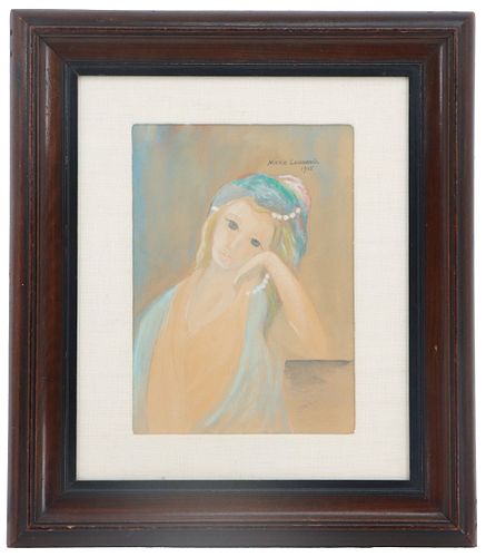 Marie Laurencin 1883-1956 French Gouache Portrait