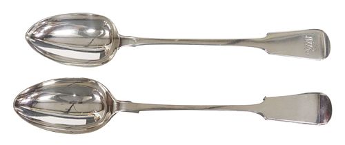 (2) ENGLISH STERLING SILVER & SILVERPLATE DRESSING SPOONS