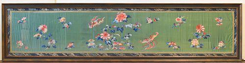 FRAMED COLOSSAL CHINESE SILK EMBROIDERY