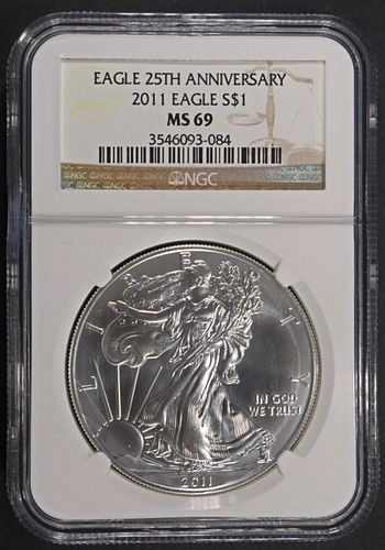 2011 AMERICAN SILVER EAGLE NGC MS69