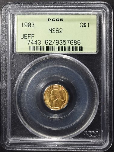 1903 JEFFERSON $1 COMMEM GOLD  PCGS MS-62 OGH