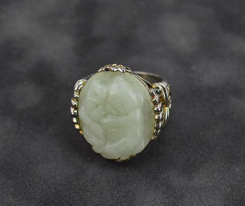 STERLING SILVER AND JADEITE RING