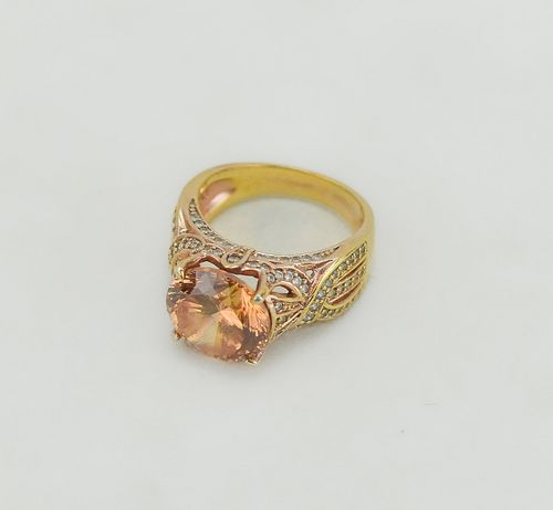VERMEIL AND CUBIC ZIRCONIA COCKTAIL RING