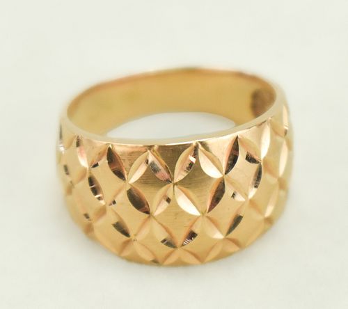 14K ROSE GOLD QUITED DOME RING