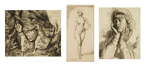 3 Gerald Brockhurst (British 1890-1978) etchings
