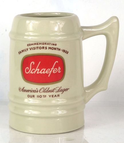 1952 Schaefer Beer "Visitor's Month" 5¾ Inch Mug Brooklyn New York