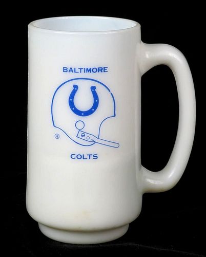 1971 Baltimore Colts Football Milk Glass 5½ Inch Mug 