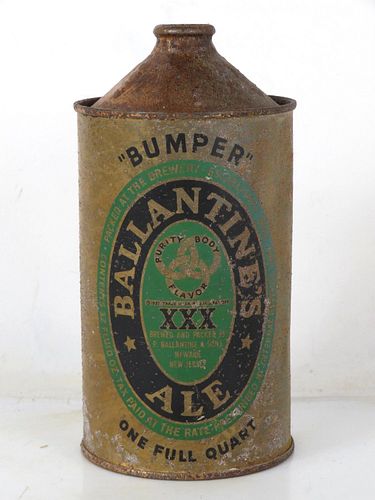 1939 Ballantine's XXX Ale Quart Cone Top Can 202-06 Newark New Jersey