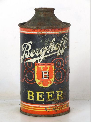 1937 Berghoff 1887 Beer 12oz 151-21 Low Profile Cone Top Fort Wayne Indiana