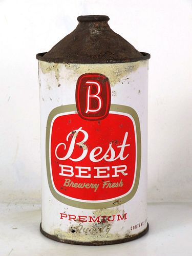 1955 Best Beer Quart Cone Top Can 203-03 Chicago Illinois