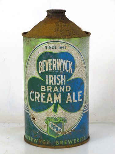 1945 Beverwyck Irish Cream Ale Quart Cone Top Can 203-04 Albany New York
