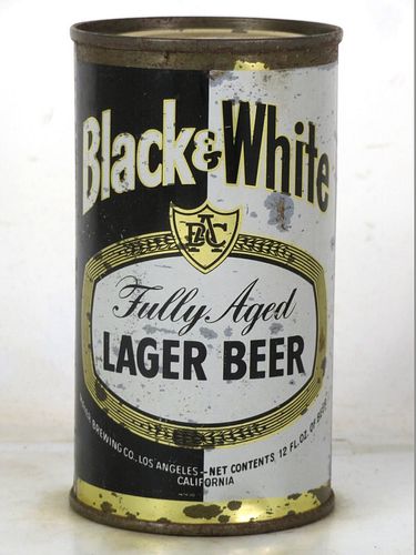 1960 Black & White Lager Beer 12oz 38-26 Flat Top Los Angeles California