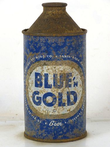 1948 Blue 'n Gold Beer 12oz 163-15 High Profile Cone Top Santa Rosa California