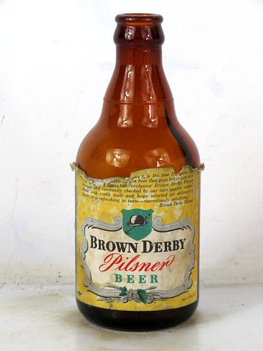 1937 Brown Derby Beer 11oz Steinie Bottle San Francisco California
