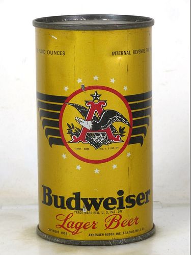 1938 Budweiser Lager Beer OI 12oz OI-143B Opening Instruction Can Saint Louis Missouri