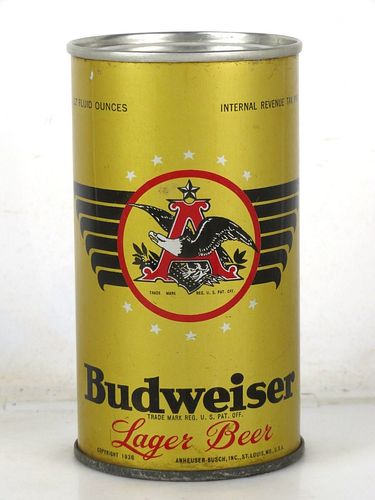 1938 Budweiser Lager Beer OI 12oz OI-142 Opening Instruction Can Saint Louis Missouri