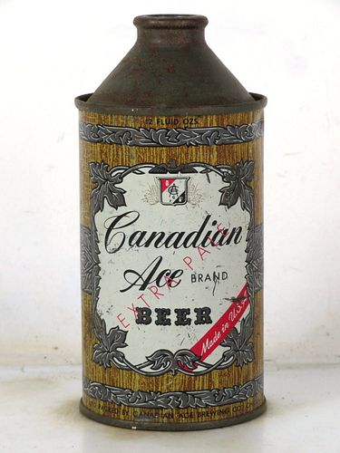 1952 Canadian Ace Beer 12oz 156-13 High Profile Cone Top Chicago Illinois