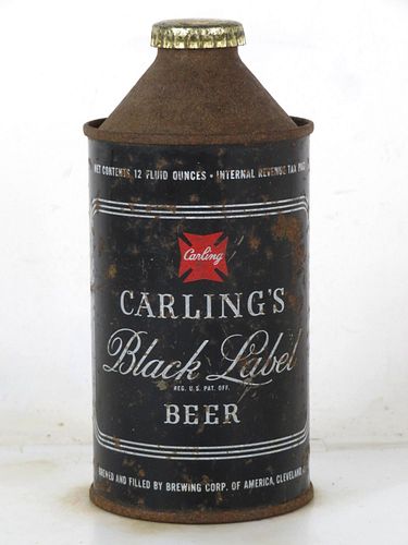 1946 Carling Black Label Beer 12oz 156-29.2 High Profile Cone Top Cleveland Ohio