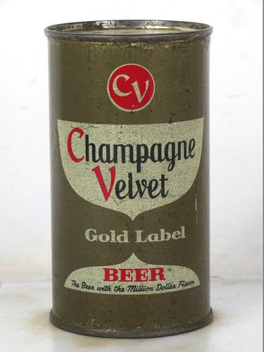 Unpictured 1955 Champagne Velvet Gold Label Beer (info at seam) 12oz 49-01v Flat Top Terre Haute Indiana