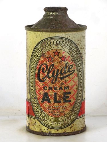 1939 Clyde Cream Ale 12oz 157-21v2 Low Profile Cone Top Fall River Massachusetts