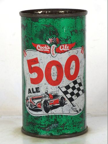 1953 Cook's 500 Ale mpm 12oz 51-09 Flat Top Evansville Indiana