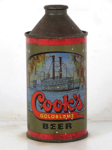 1952 Cook's Goldblume Beer 12oz 158-07v1 High Profile Cone Top Evansville Indiana