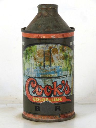 1952 Cook's Goldblume Beer 12oz 158-07v2 High Profile Cone Top Evansville Indiana