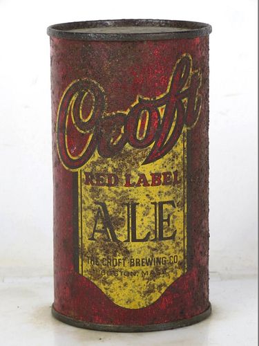 1937 Croft Red Label Ale 12oz 52-20 Flat Top Boston Massachusetts