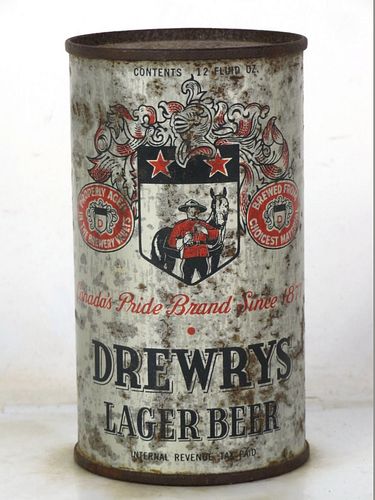 1938 Drewrys Lager Beer (metallic) 12oz OI-202 Opening Instruction Can South Bend Indiana